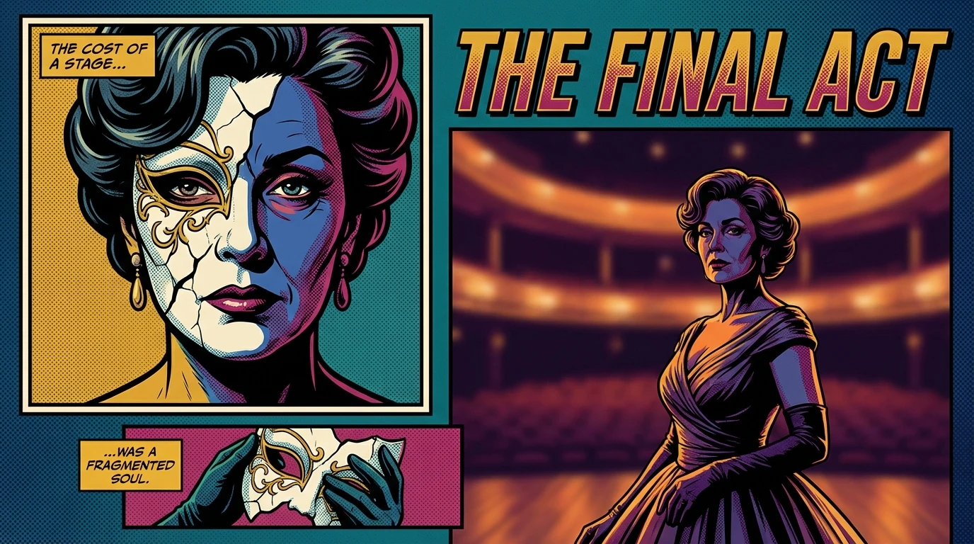 A symbolic image representing the actor physical transformation process, with a face half-covered by a cracked mask showing the internal struggle of embodying a new character. Filename: actor-physical-transformation-process-bestie-ai.webp