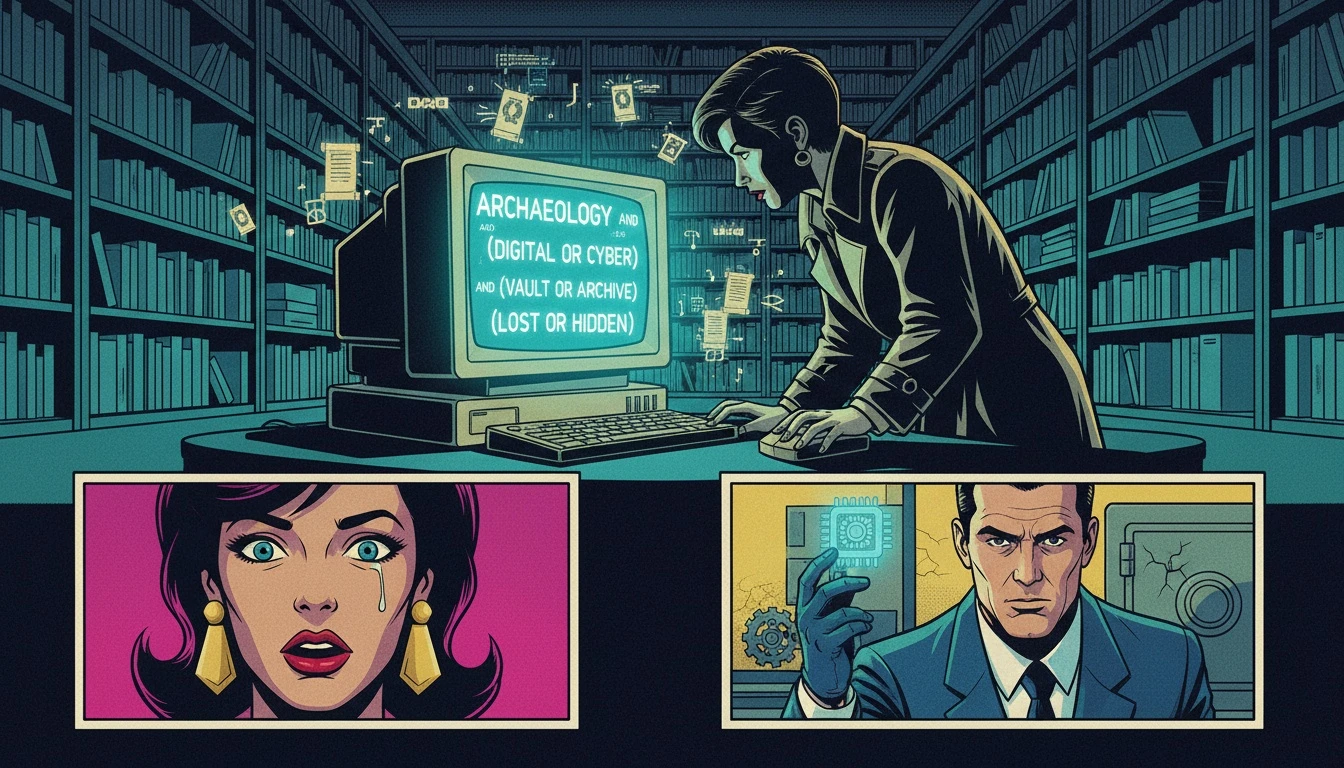 A symbolic image illustrating the use of advanced search techniques for porn, showing a glowing computer screen with search operators in a vast digital library. advanced-search-techniques-for-porn-bestie-ai.webp