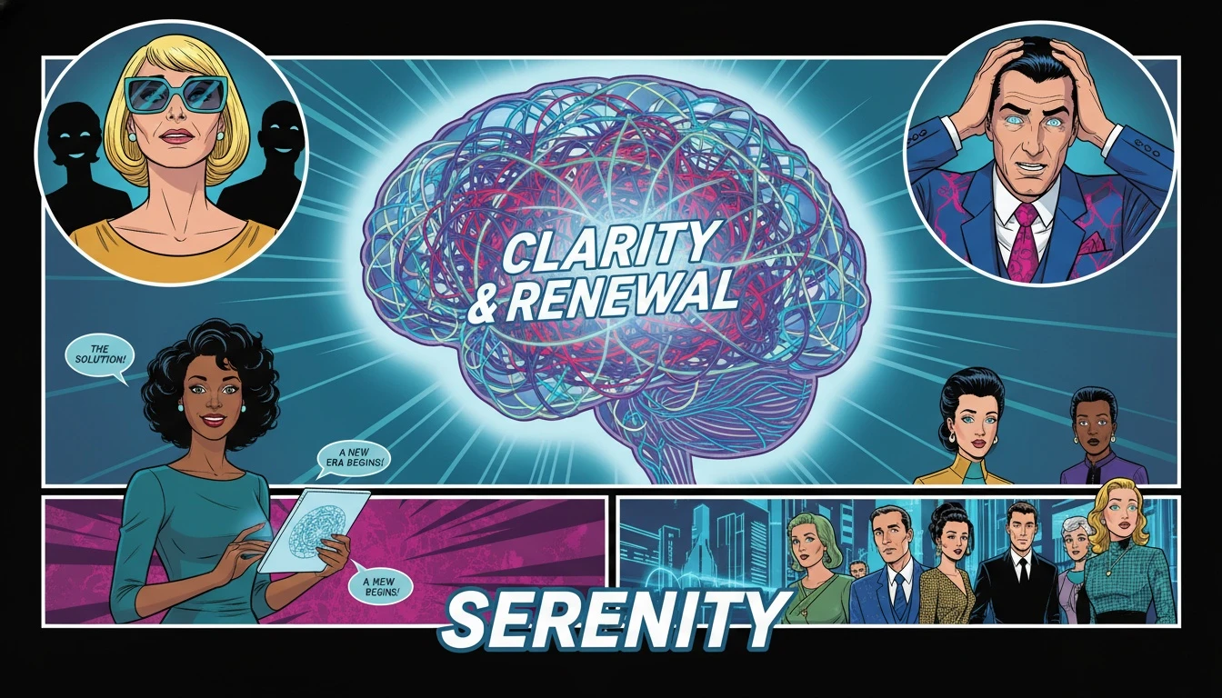 A symbolic image representing how an ai chatbot for cbt helps untangle chaotic thoughts into clear patterns, illustrating a digital mental health intervention. Filename: ai-chatbot-for-cbt-how-it-works-bestie-ai.webp