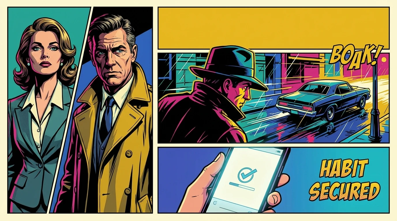 A visual representation of an AI coach for consistency showing a glowing checkmark on a screen with broken chains in the background, symbolizing breaking the cycle of self-sabotage. Filename: ai-coach-for-consistency-bestie-ai.webp