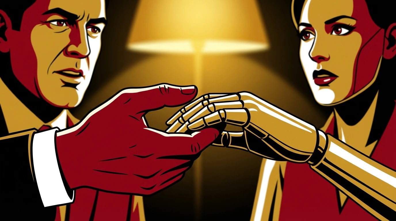 A person's hand touching the hand of an ai companion doll, symbolizing the search for connection and emotional support to combat loneliness. Filename: ai-companion-doll-loneliness-psychology-bestie-ai.webp