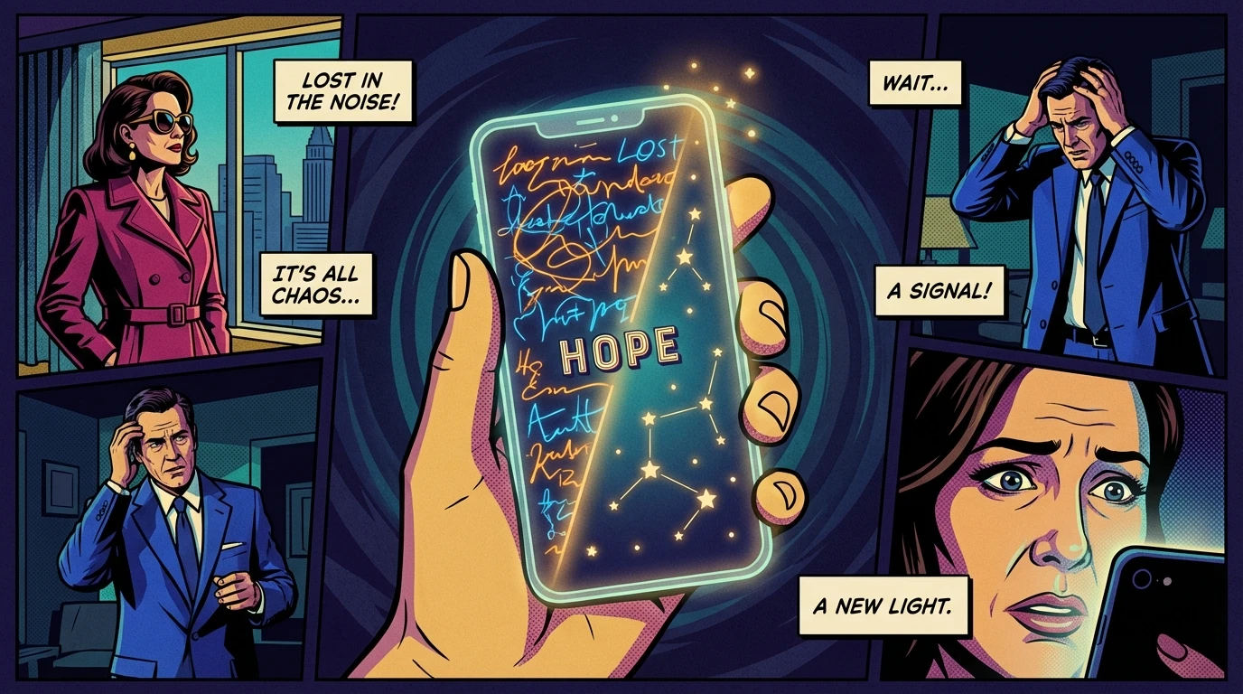 A symbolic image showing how an ai journal generator transforms chaotic thoughts into clear, organized insights for mental wellness. filename: ai-journal-generator-guide-bestie-ai.webp