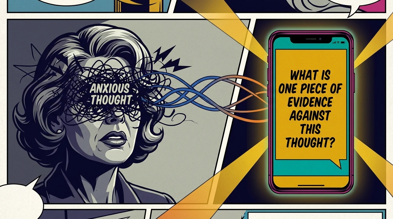 A conceptual image showing how an AI journaling app for anxiety helps untangle chaotic thoughts, illustrating the process of using technology for cognitive reframing. Filename: ai-journaling-app-for-anxiety-bestie-ai.webp