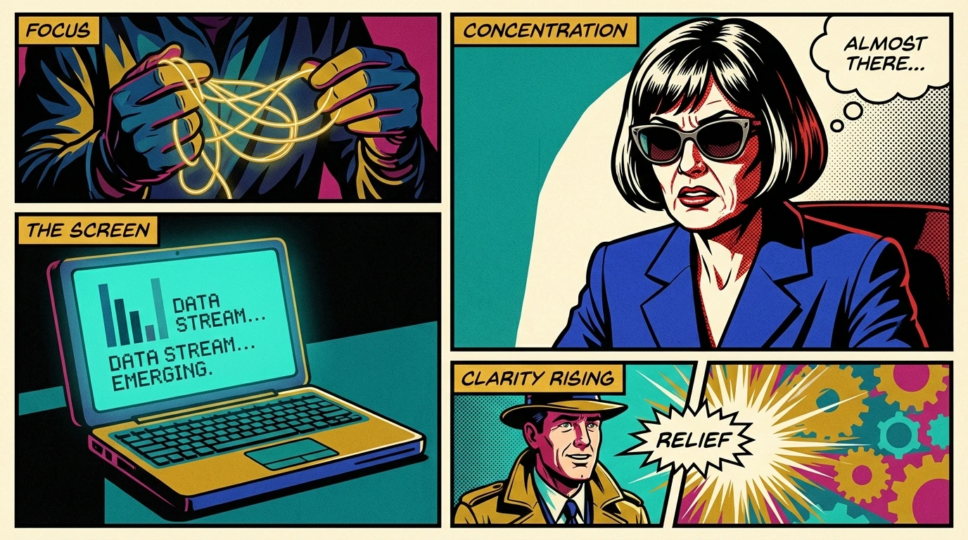 A person's hands gently untangling a glowing knot, symbolizing how an AI journaling coach app helps bring clarity to complex thoughts and emotions. Filename: ai-journaling-coach-app-self-reflection-bestie-ai.webp