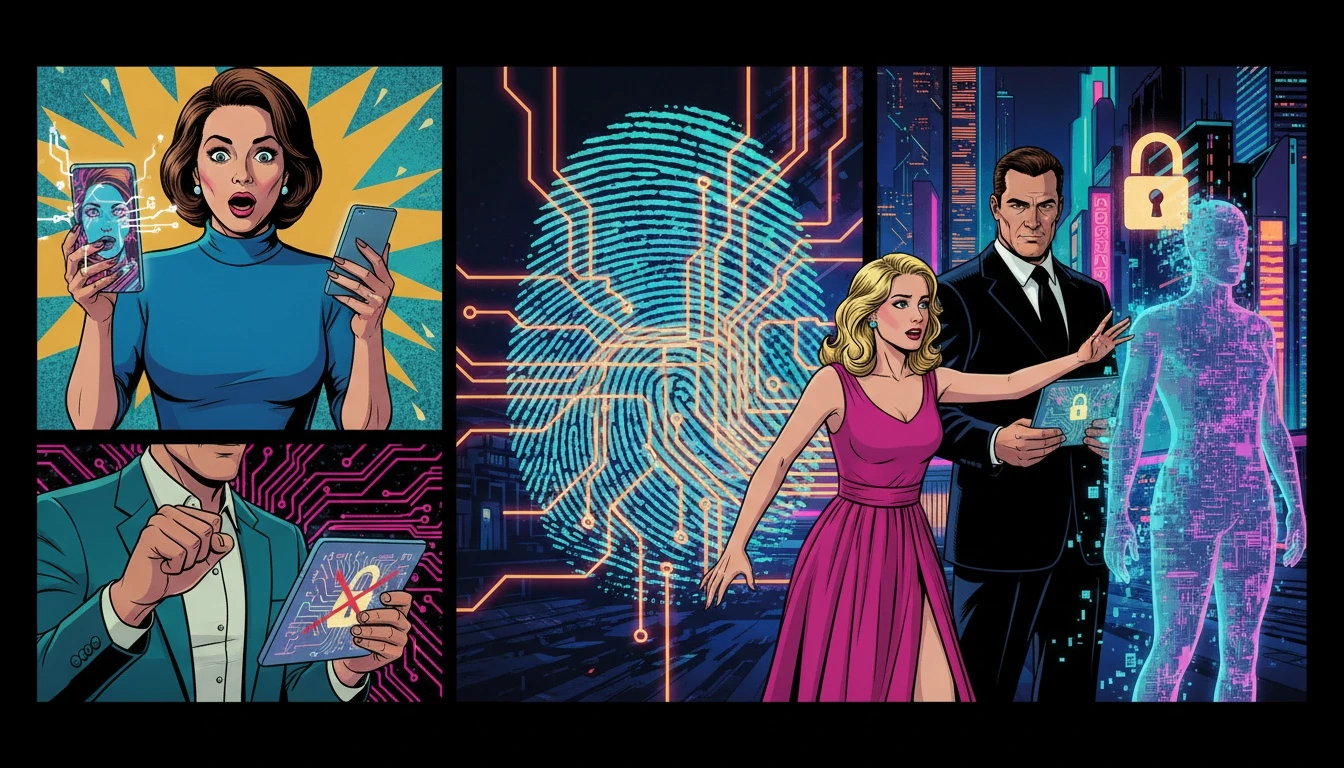 A symbolic image representing ai therapy app privacy concerns, showing a human fingerprint turning into a digital circuit board with a padlock. Filename: ai-therapy-app-privacy-concerns-bestie-ai.webp