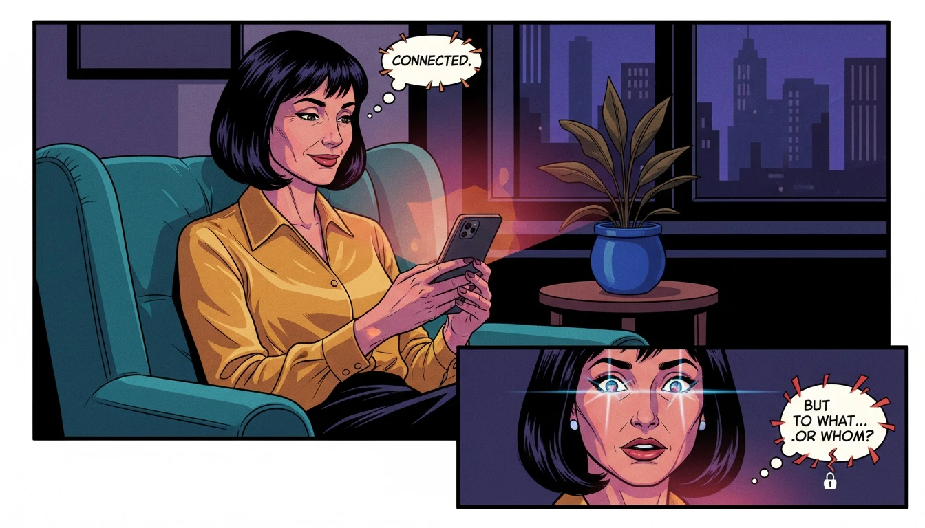 A person finding comfort and support from an ai therapy chatbot free on their phone in a quiet room, representing digital mental wellness. File: ai-therapy-chatbot-free-review-bestie-ai.webp