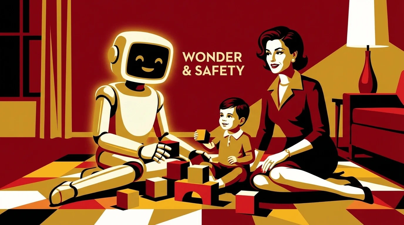 A child with autism comfortably engaging in AI therapy for children for autism and hfs, represented by a friendly robot in a safe, playful environment. Filename: ai-therapy-for-children-for-autism-and-hfs-bestie-ai.webp