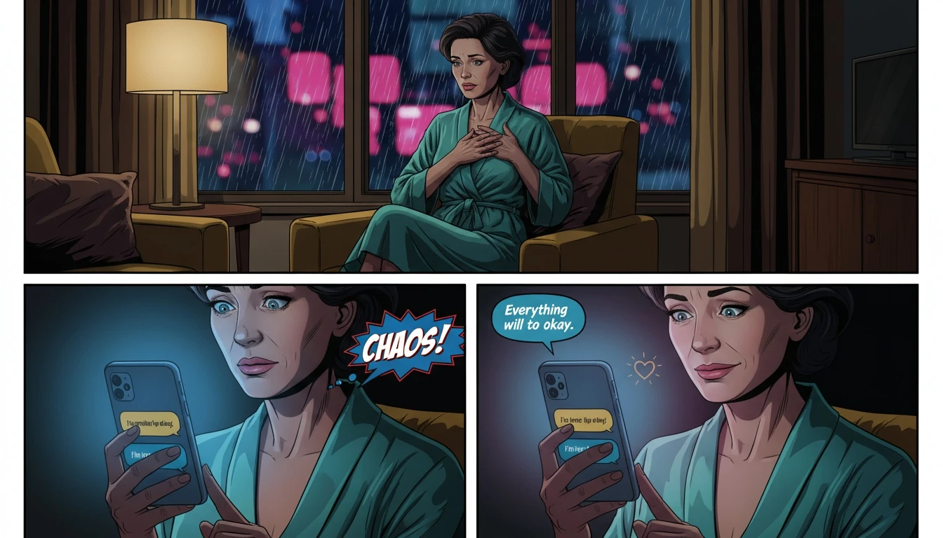 A person finding a moment of calm using ai therapy for anxiety on their phone in a quiet room, symbolizing hope and digital support. Filename: ai-therapy-for-anxiety-guide-bestie-ai.webp