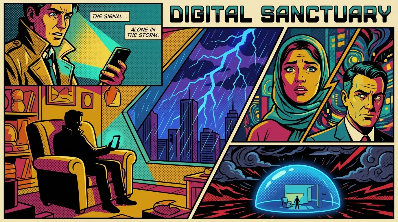 A visual representation of the ai therapy vs human therapy pros and cons, showing a person finding a safe digital space on their phone to heal from past trauma. Filename: ai-therapy-vs-human-therapy-pros-and-cons-bestie-ai.webp
