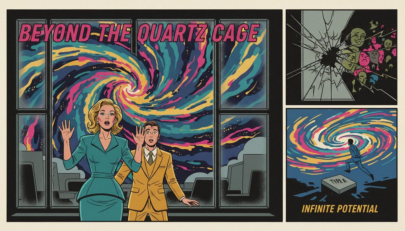 A symbolic image representing the search for better alternatives to Myers-Briggs, showing a rigid window opening up to an expansive, colorful nebula of true personality. Filename: alternatives-to-myers-briggs-bestie-ai.webp