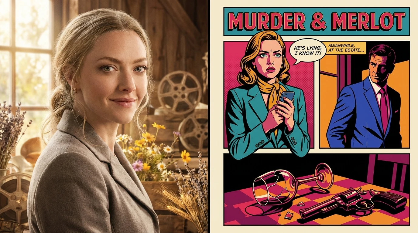 A thoughtful portrait of an actress illustrating key Amanda Seyfried biography facts, blending cinematic film elements with natural wildflowers to represent her career and personal life. amanda-seyfried-biography-facts-bestie-ai.webp