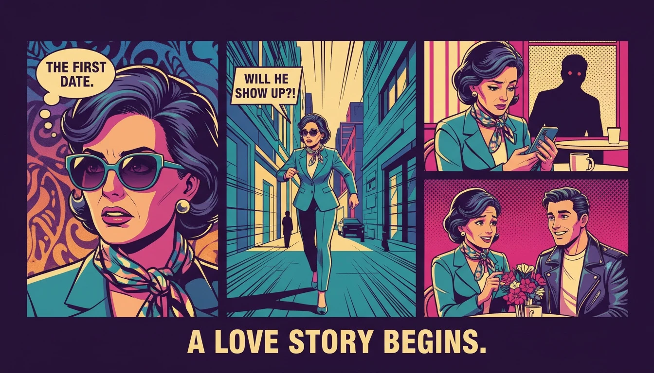 A person holds a phone with a friend app chat, looking towards two friends laughing in a cafe, symbolizing the successful use of apps for meeting friends in person. finding-real-connections-via-apps-for-meeting-friends-in-person-bestie-ai.webp