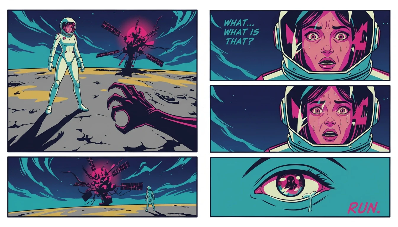 The 'ash movie ending explained' through the visual of a lone astronaut on a desolate planet, symbolizing Riya's isolation and the film's final twist. filename='ash-movie-ending-explained-bestie-ai.webp'