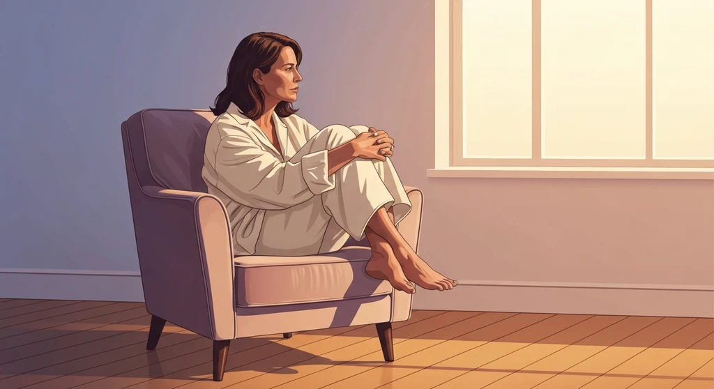 A woman displaying autistic body language in females through her comfortable, sensory-friendly posture in a sunlit room-bestie-ai.webp