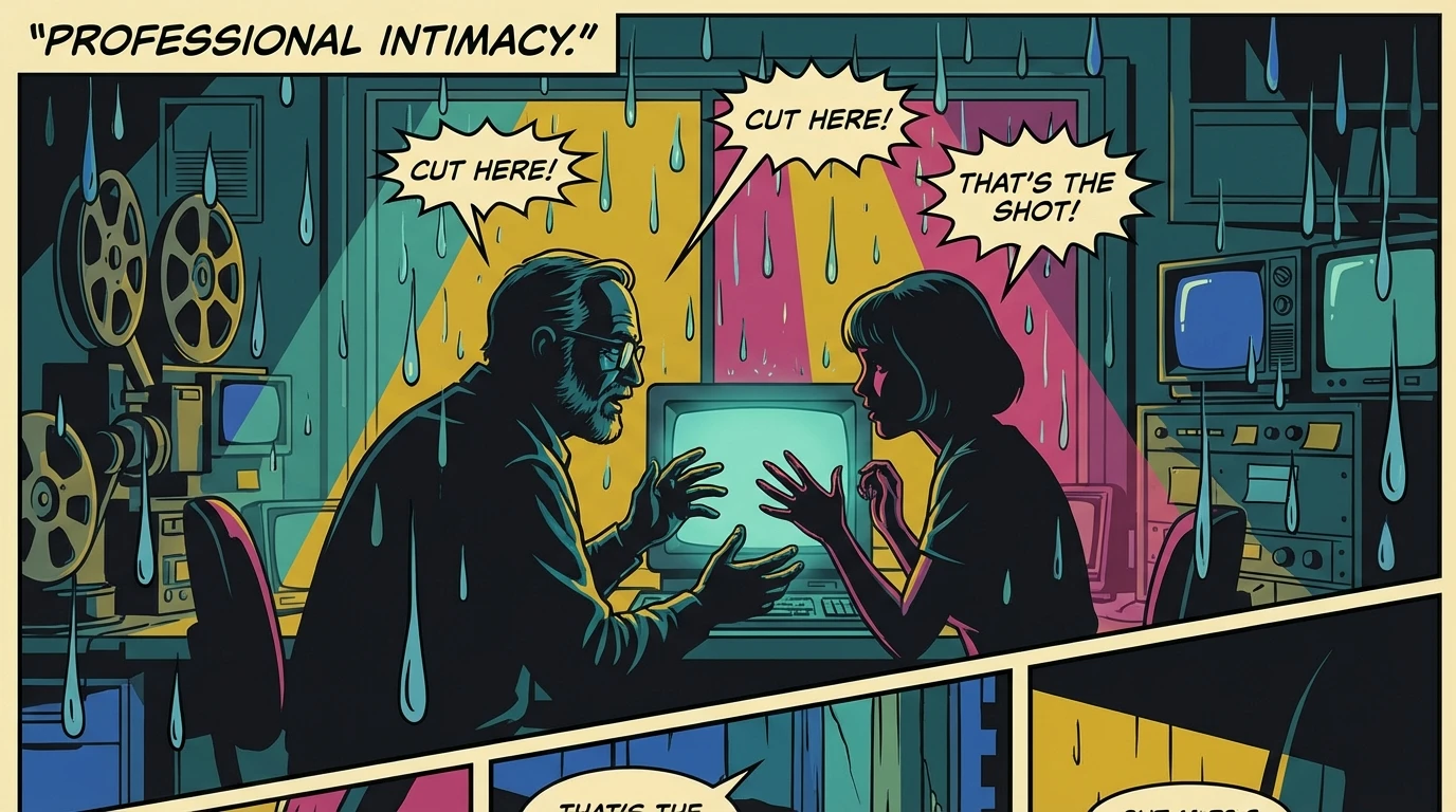 Two creative partners in silhouette discussing a project, symbolizing the powerful benefits of creative collaboration and finding a work spouse. Filename: benefits-of-creative-collaboration-bestie-ai.webp