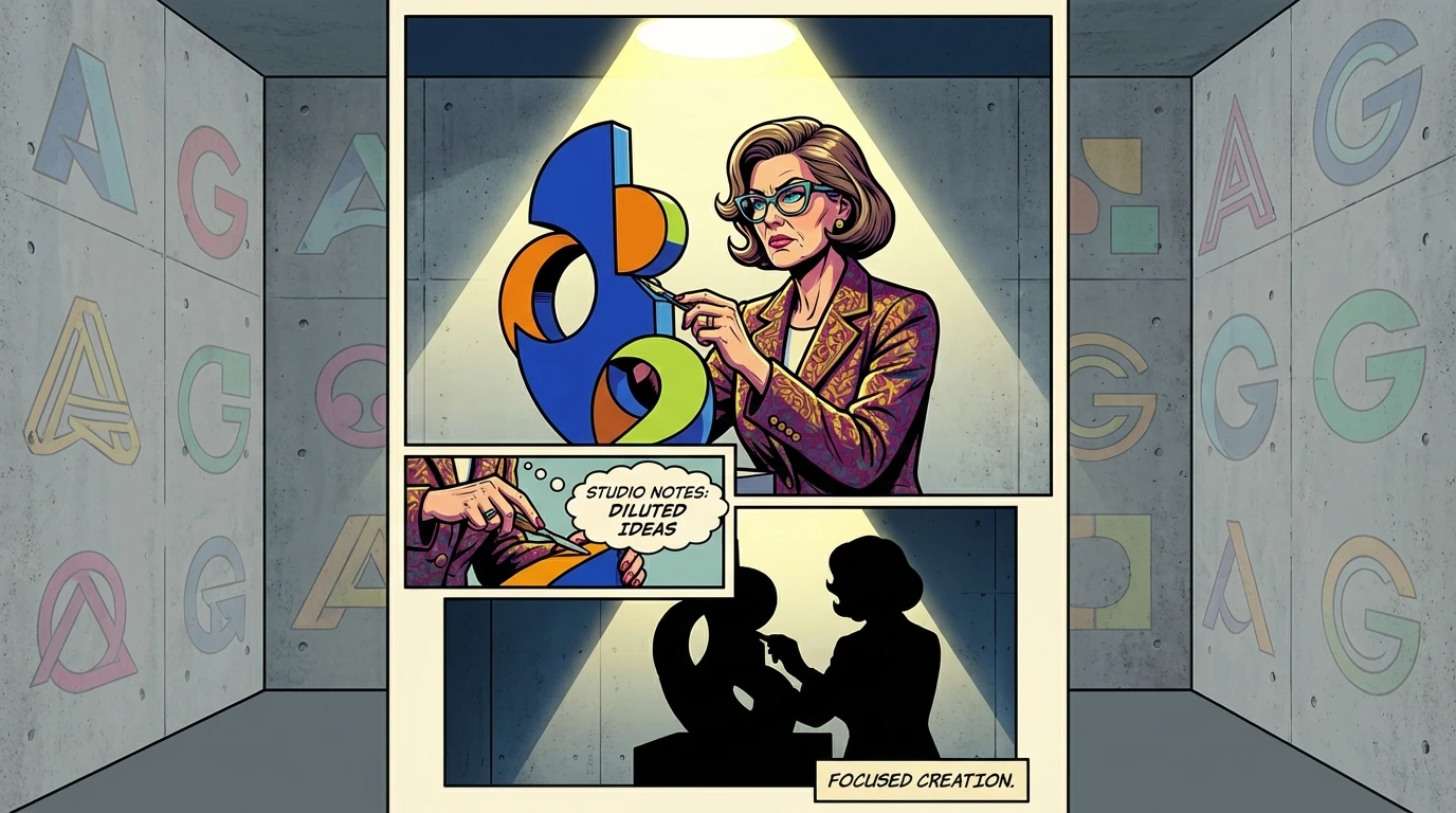 An artist finding the benefits of creative independence while sculpting in a stark studio, free from outside influence. filename: benefits-of-creative-independence-bestie-ai.webp