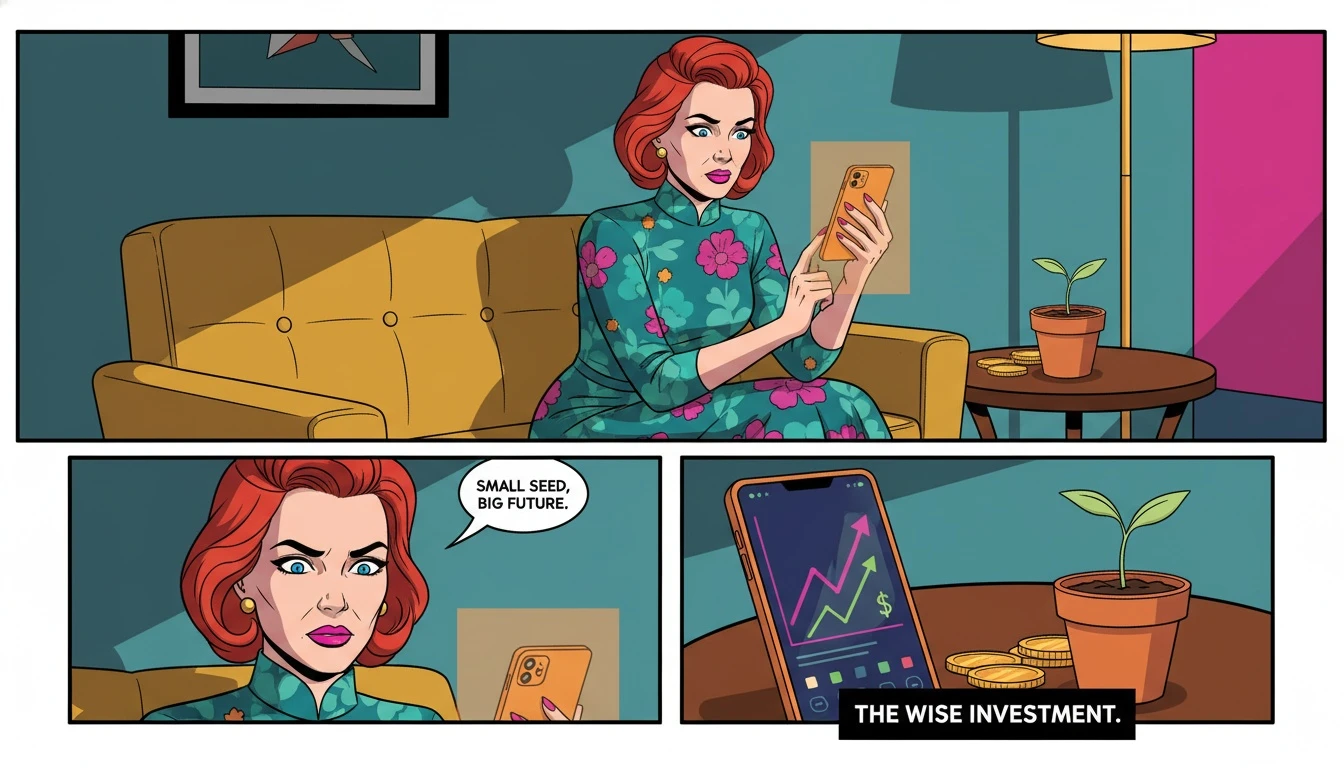 A person making a thoughtful decision about choosing from the best affordable ai therapy apps, symbolized by a glowing phone and a small plant representing growth. Filename: affordable-ai-therapy-apps-bestie-ai.webp