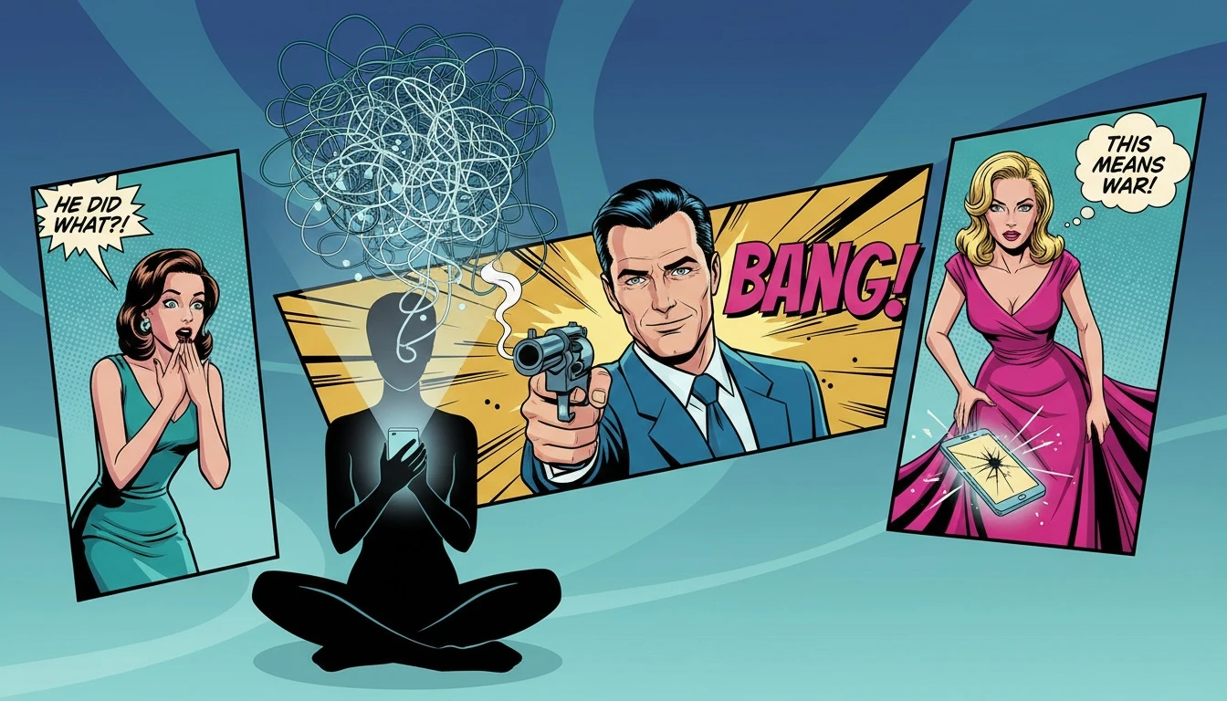 Conceptual image showing how the best AI therapy app for anxiety can help untangle chaotic thoughts, represented by a glowing light from a phone soothing a complex knot. Filename: best-ai-therapy-app-for-anxiety-bestie-ai.webp