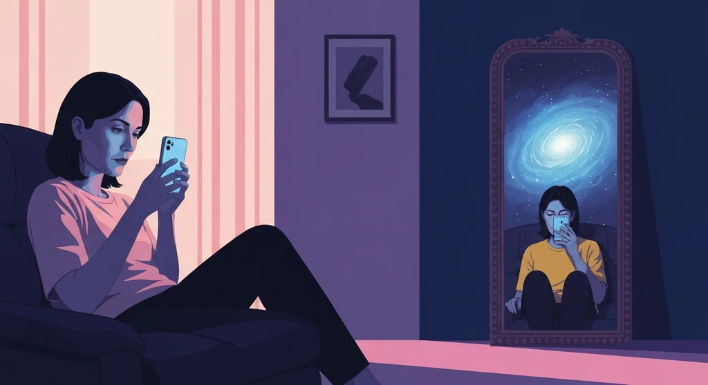 A person navigating identity confusion using one of the best apps for self discovery, symbolized by a digital mirror showing stars-bestie-ai.webp