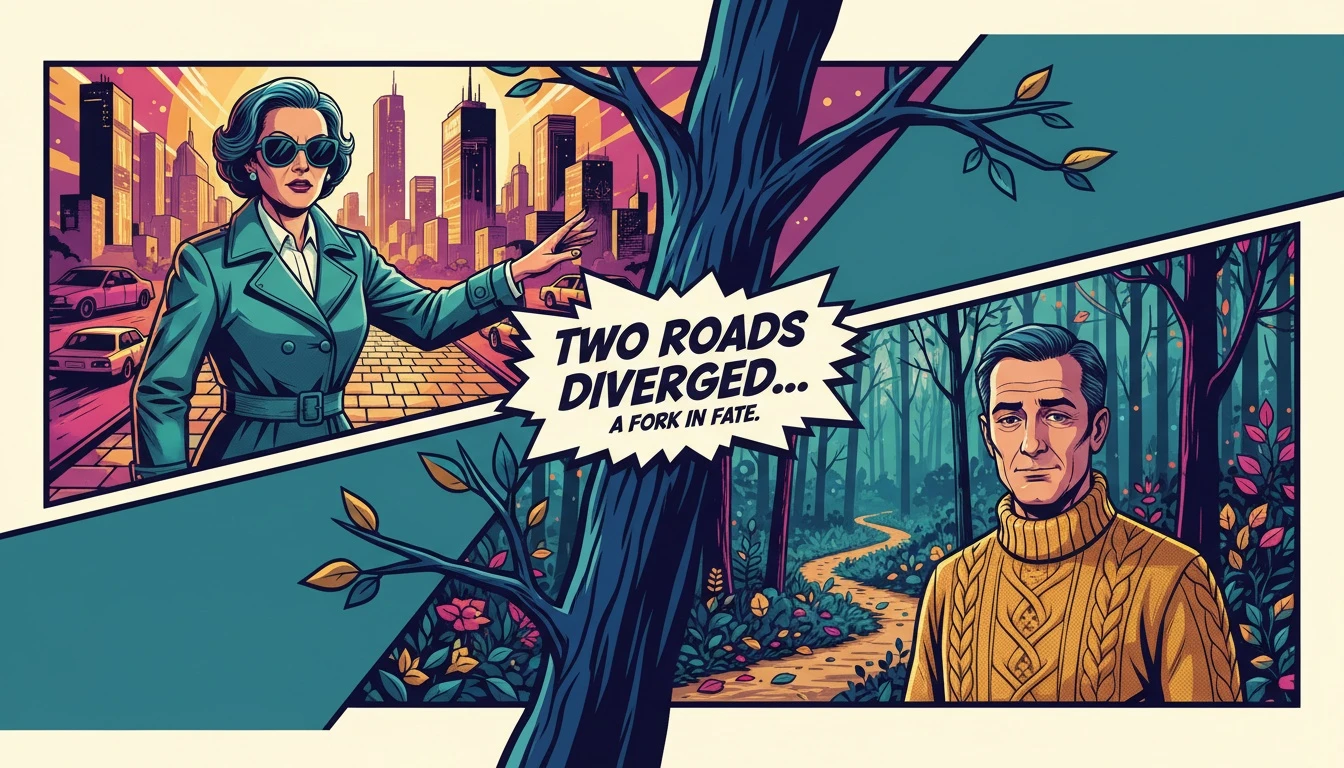 Two paths diverging in a forest symbolizing best friends growing apart as their lives change-bestie-ai.webp