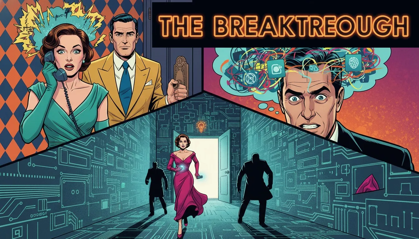 A person finds clarity by choosing one of the best headspace courses, represented by a single glowing path through a cloud of digital clutter. Filename: best-headspace-courses-guide-bestie-ai.webp