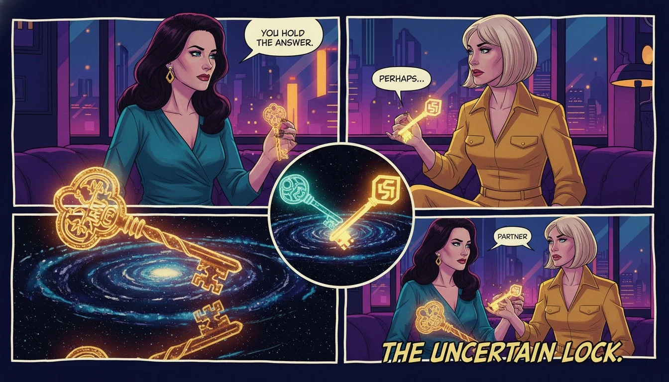 Two glowing keys about to connect, representing the complex search for the best mbti match for infj and the unlocking of a deep, compatible relationship. Filename: best-mbti-match-for-infj-bestie-ai.webp