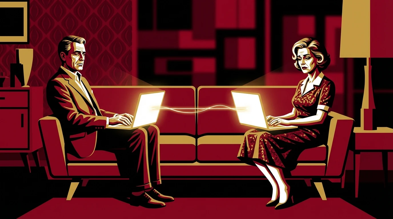 A couple finds hope through the best online marriage counseling services, connecting via laptops in their living room to symbolize modern relationship repair. Filename: best-online-marriage-counseling-services-bestie-ai.webp