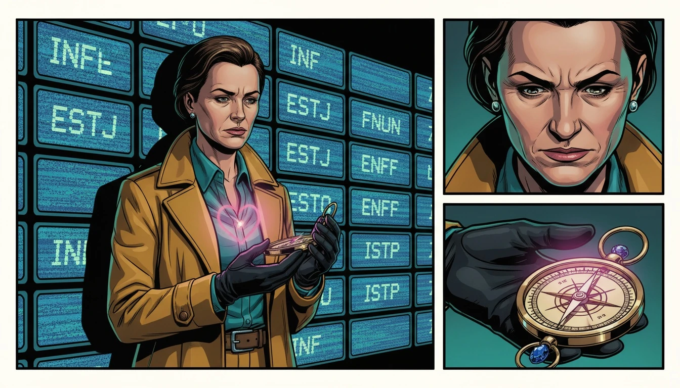 A person discovers the best way to find your mbti type is through introspection, symbolized by a glowing internal compass, rather than confusing online tests. Filename: best-way-to-find-your-mbti-type-bestie-ai.webp