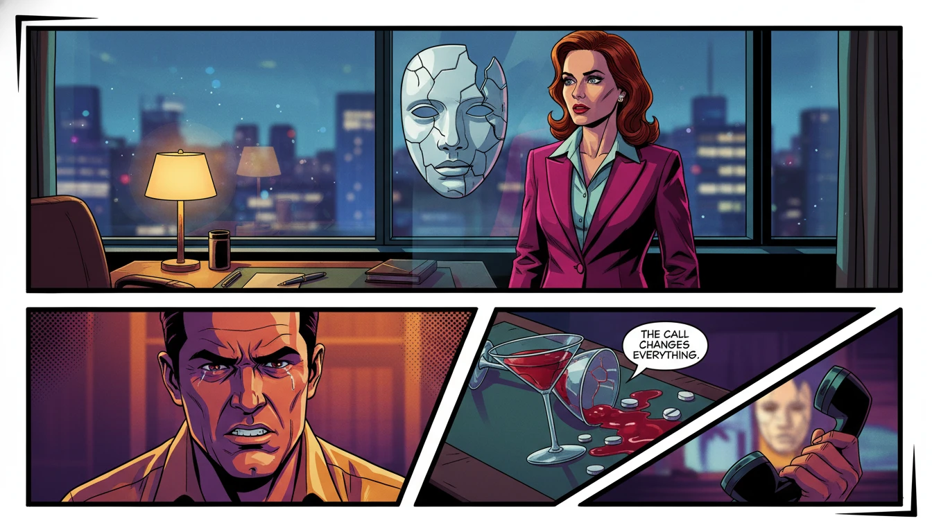 A person in a nice office sees a reflection of a cracked mask, illustrating the internal struggle of imposter syndrome. This image represents the theme of finding the best ways to deal with imposter syndrome. best-ways-to-deal-with-imposter-syndrome-bestie-ai.webp