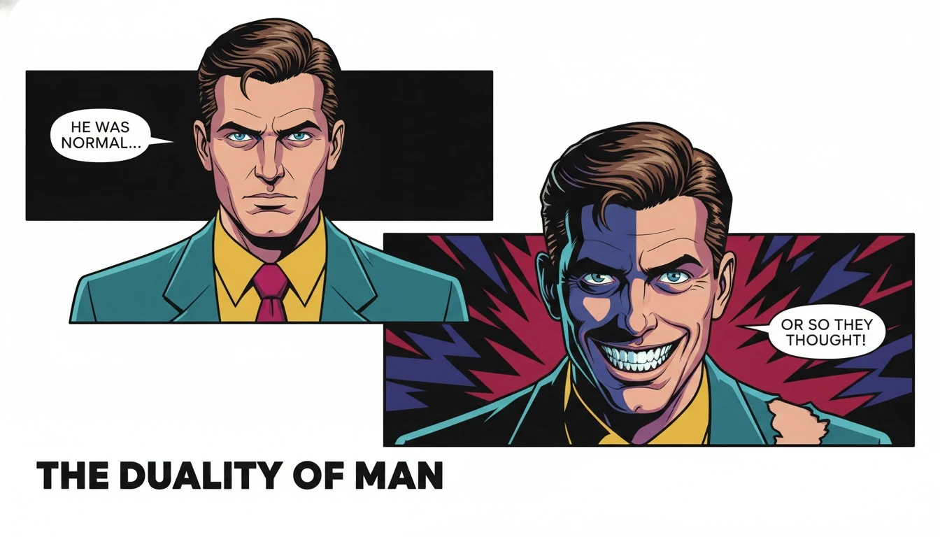 A dramatic image representing the unsettling physical transformation of Bill Skarsgård into Pennywise, with one eye focused and the other slightly askew to create the iconic creepy stare. bill-skarsgard-pennywise-physical-transformation-bestie-ai.webp