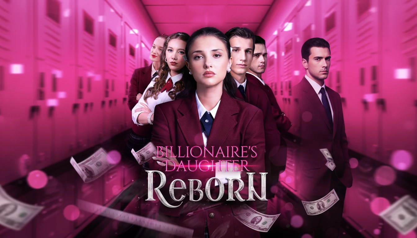 A dramatic scene from Billionaire's Daughter Reborn, featuring the protagonist Luna confronting her betrayers with a confident expression, symbolizing her rebirth and revenge.