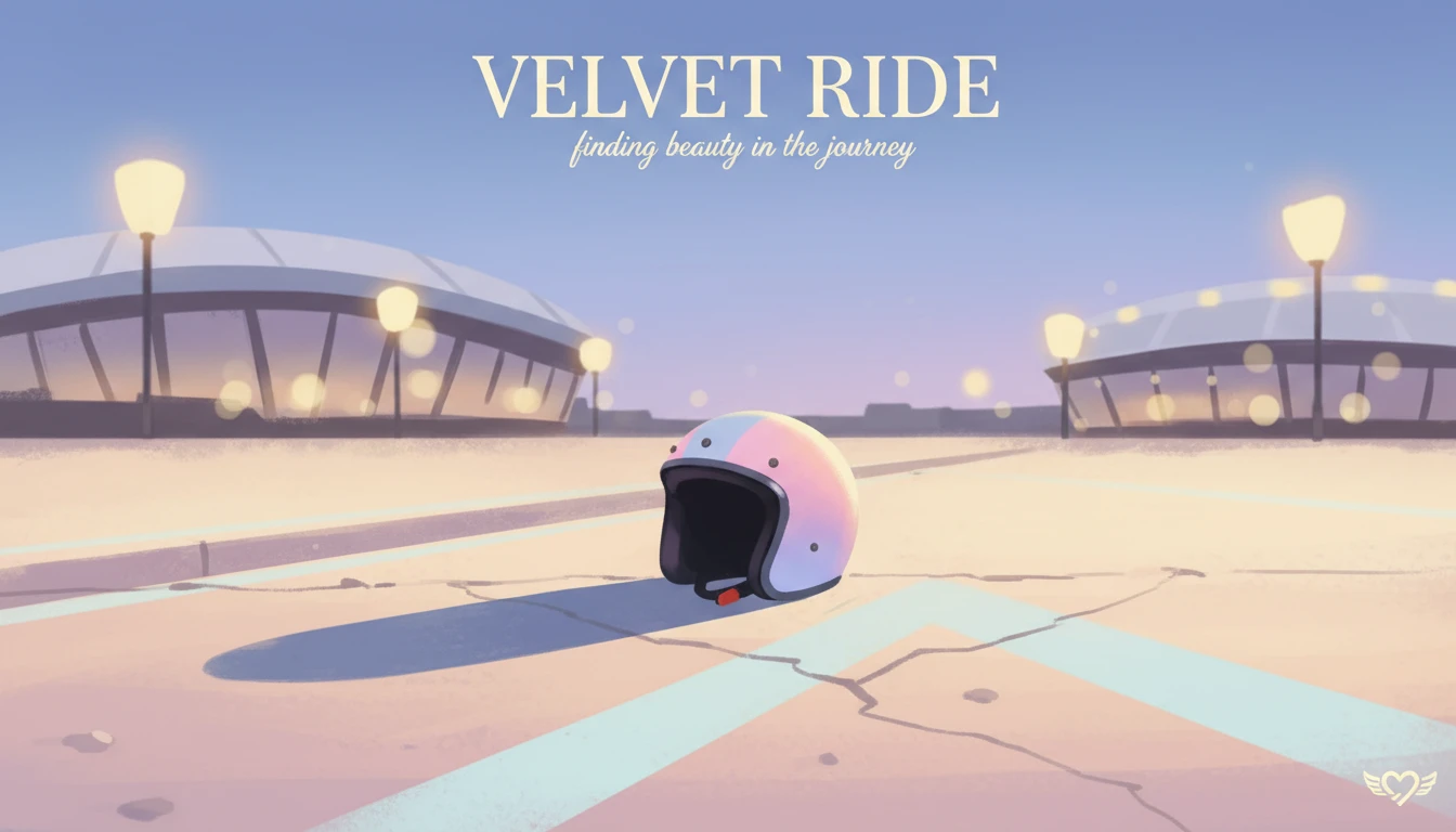 A motorcycle helmet on the road near a football stadium, representing the crash that led to the Bobby Petrino scandal at Arkansas. bobby-petrino-arkansas-scandal-explained-bestie-ai.webp