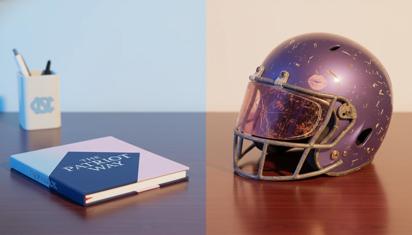 A symbolic image representing the clash between two coaching styles, illustrating why the Bobby Petrino and Bill Belichick UNC rumor became a viral meme. bobby-petrino-bill-belichick-unc-rumor-meme-explained-bestie-ai.webp