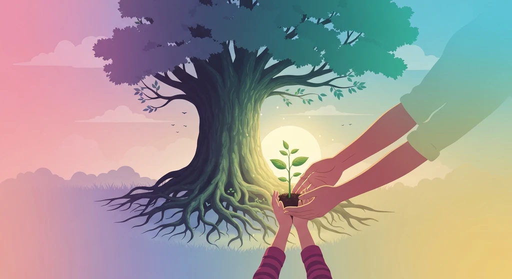 A visual metaphor for breaking generational parenting patterns showing the transition from old tangled roots to new growth-bestie-ai.webp