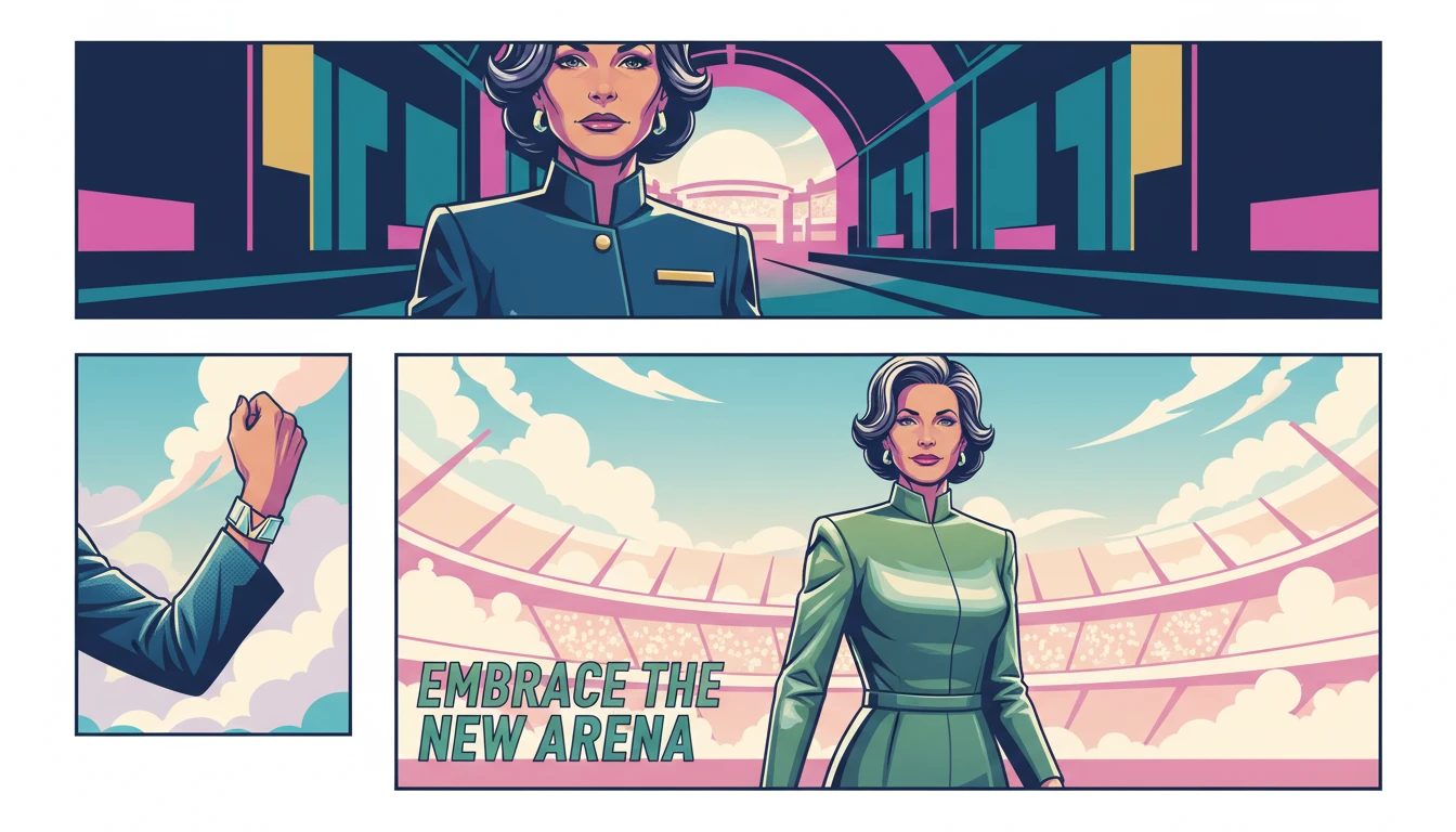 building-confidence-in-new-social-environments-bestie-ai.webp. A professional athlete preparing for a high-stakes transition, focusing on building confidence in new social environments at the entrance of a stadium.