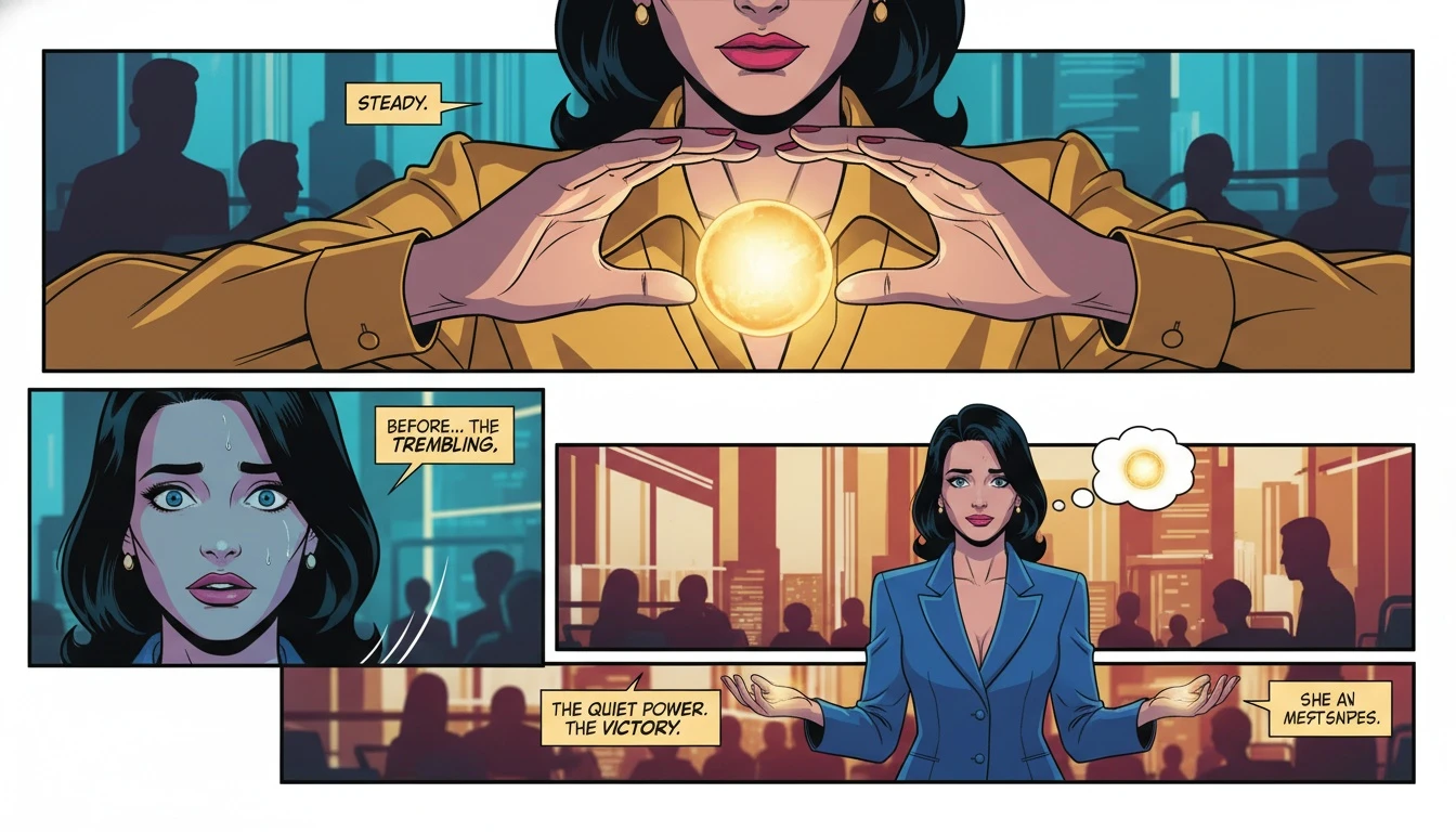 A person's steady hands cup a glowing light, symbolizing the successful result of building confidence under pressure in a high-stakes environment. Filename: building-confidence-under-pressure-bestie-ai.webp