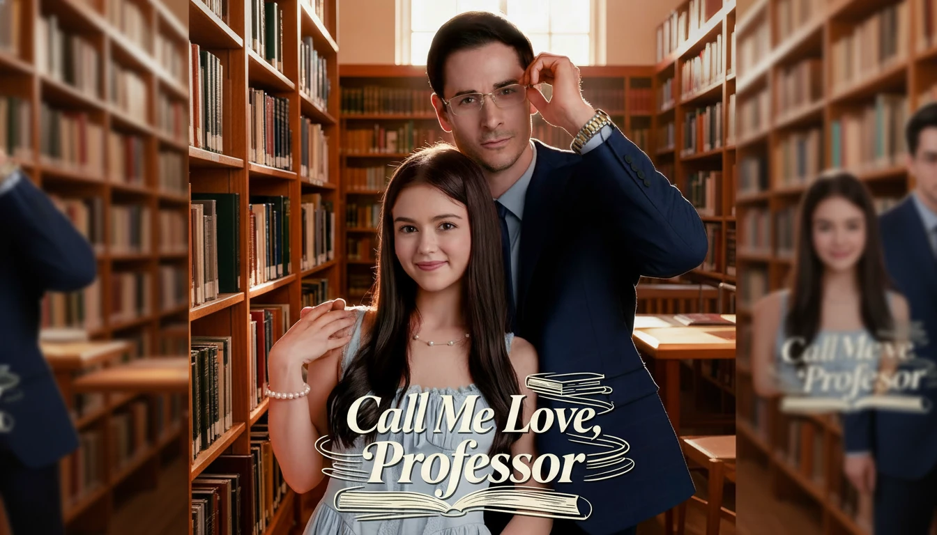 A dramatic shot of Clare Kent and Professor James Mansfield from Call Me Love Professor, showcasing their intense, forbidden romance against a legal backdrop.