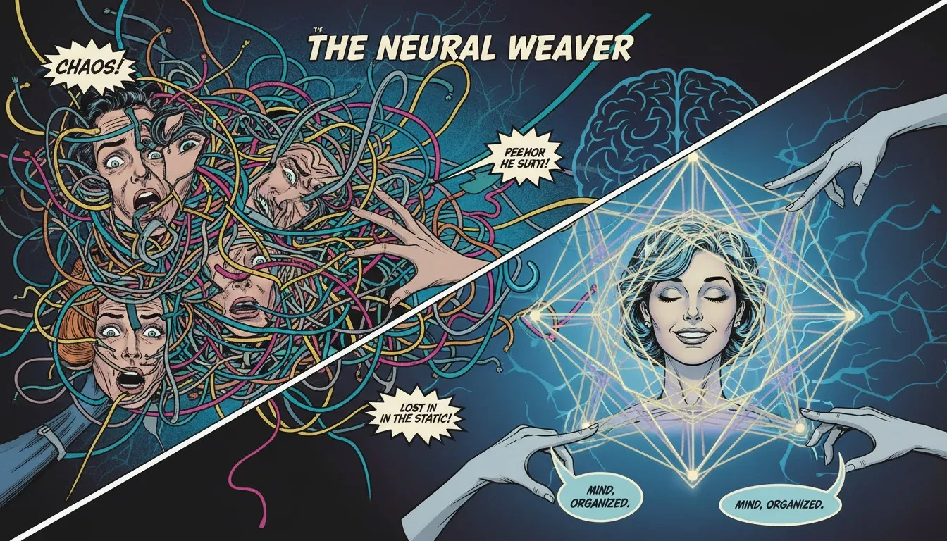 A conceptual image representing how a cbt based journaling app helps organize chaotic thoughts into clear, structured patterns for better mental health. Filename: cbt-based-journaling-app-bestie-ai.webp