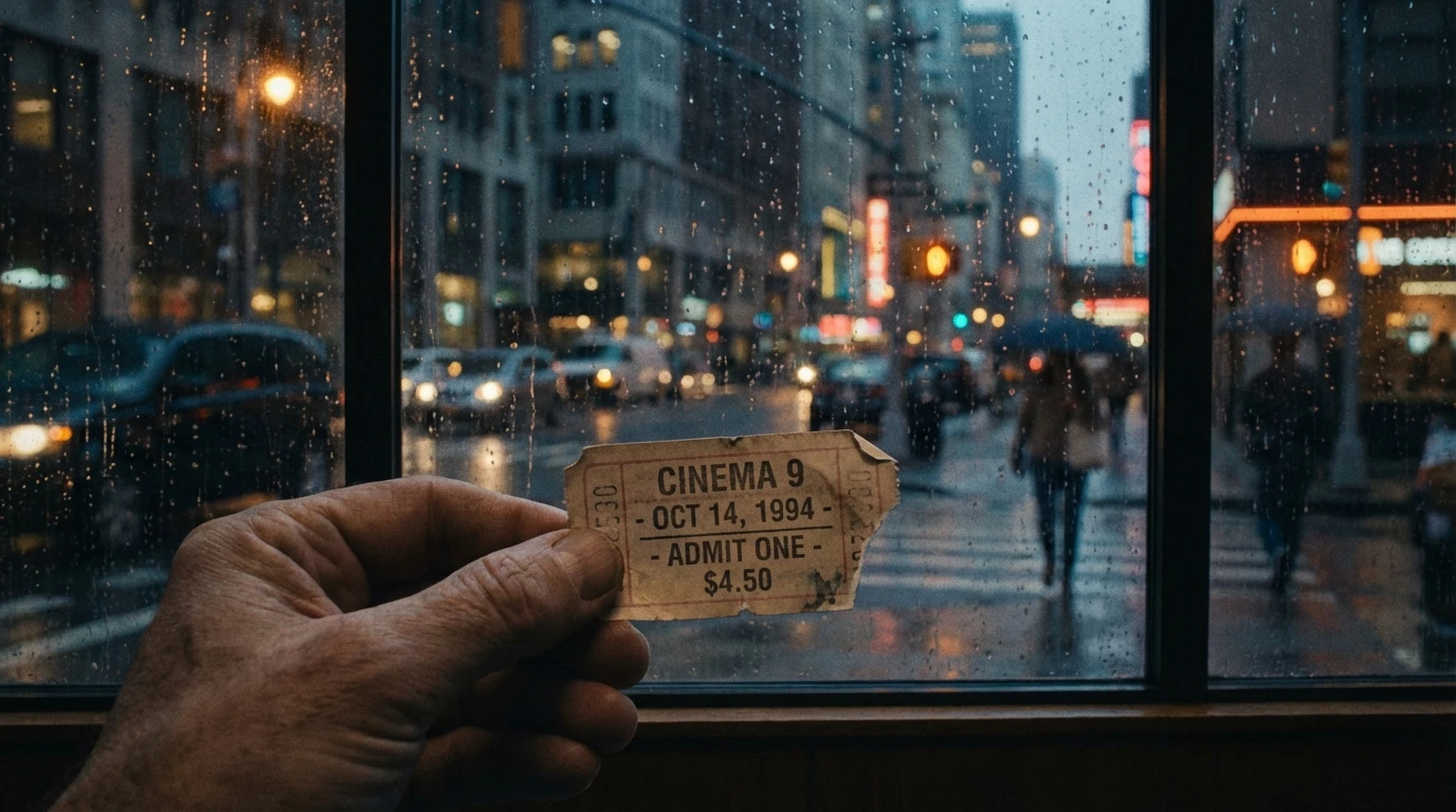 A hand holding a vintage movie ticket, symbolizing how celebrity deaths and personal mortality are linked through memories and nostalgia. Filename: celebrity-deaths-and-personal-mortality-bestie-ai.webp