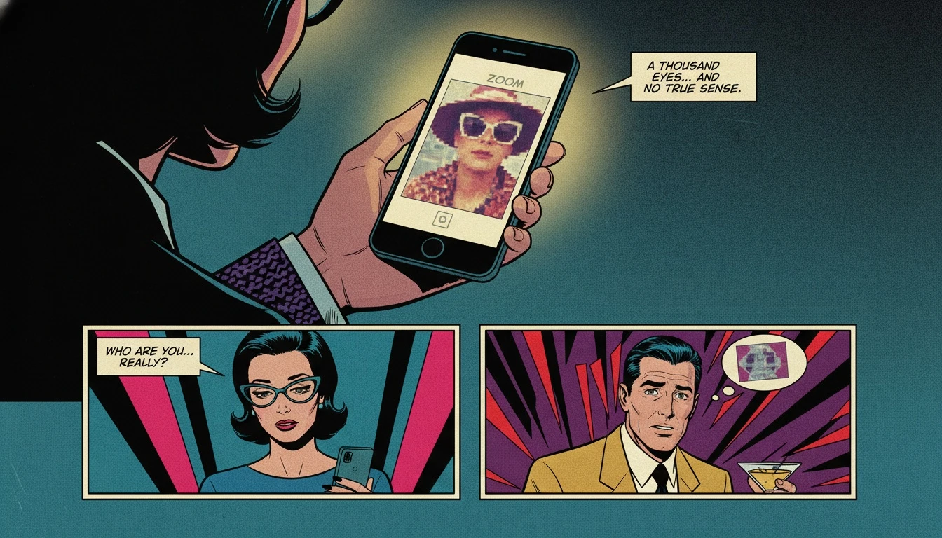 A person in the dark looks at a celebrity photo on their phone, representing the complex issue of celebrity privacy vs public interest in the digital age. filename: celebrity-privacy-vs-public-interest-bestie-ai.webp