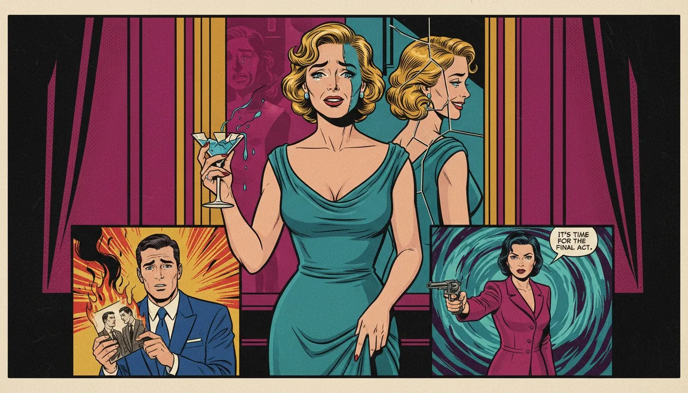 A cracked mask on a dressing table representing the psychological challenge faced by actors like Clara Stack in separating a character's pain from their own reality. Filename: clara-stack-psychology-of-acting-bestie-ai.webp