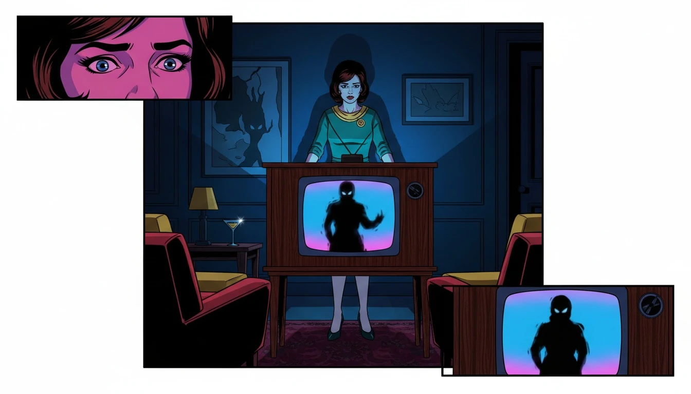 A symbolic image representing the psychological impact of watching Clara Stack in a horror series, exploring themes of fear and catharsis. filename: clara-stack-psychology-of-horror-bestie-ai.webp