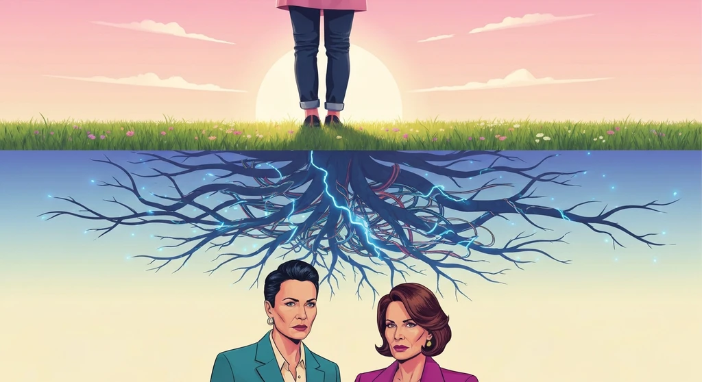 A visual metaphor for complex trauma vs anxiety misdiagnosis showing the hidden nervous system roots beneath a calm exterior. complex-trauma-vs-anxiety-misdiagnosis-bestie-ai.webp