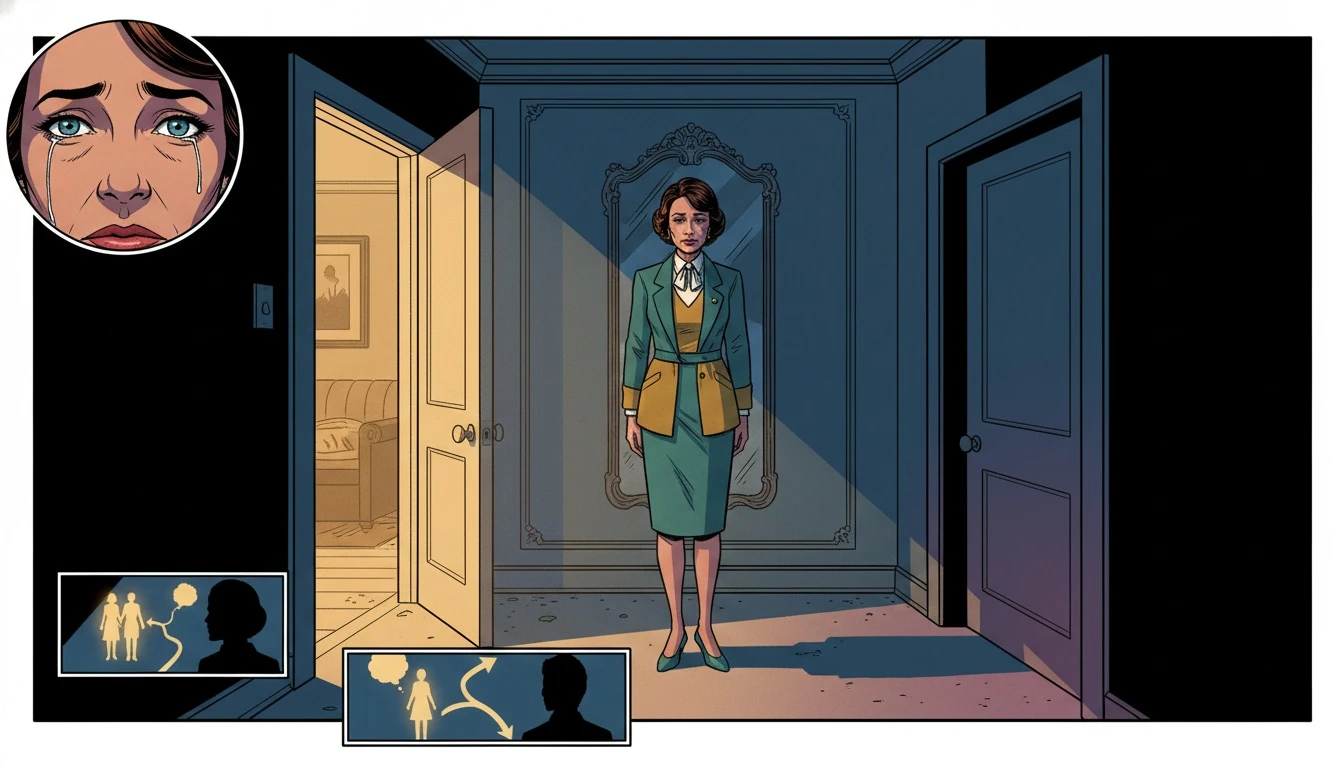 consequences-of-staying-in-an-unhappy-marriage-bestie-ai.webp - A person reflecting on the emotional and physical consequences of staying in an unhappy marriage while standing in a dark hallway.