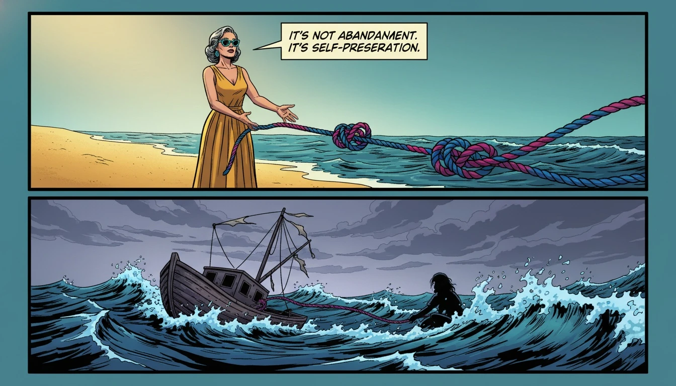 A person on a calm shore representing the difficult act of coping with a sibling's addiction by lovingly detaching and setting boundaries. Filename: coping-with-a-siblings-addiction-bestie-ai.webp