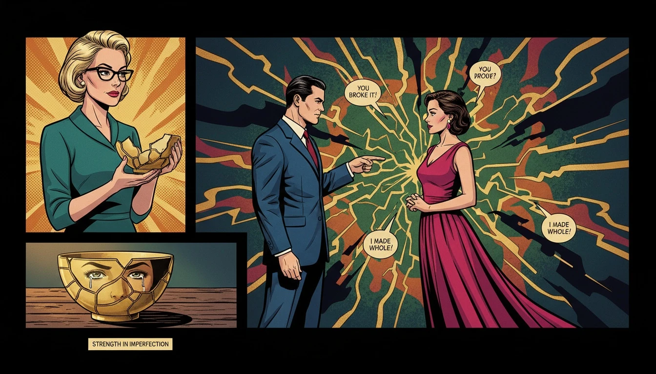 A beautiful kintsugi bowl illustrates the concept of coping with repeated setbacks, showing how emotional resilience can make us stronger at the broken places. filename: coping-with-repeated-setbacks-bestie-ai.webp