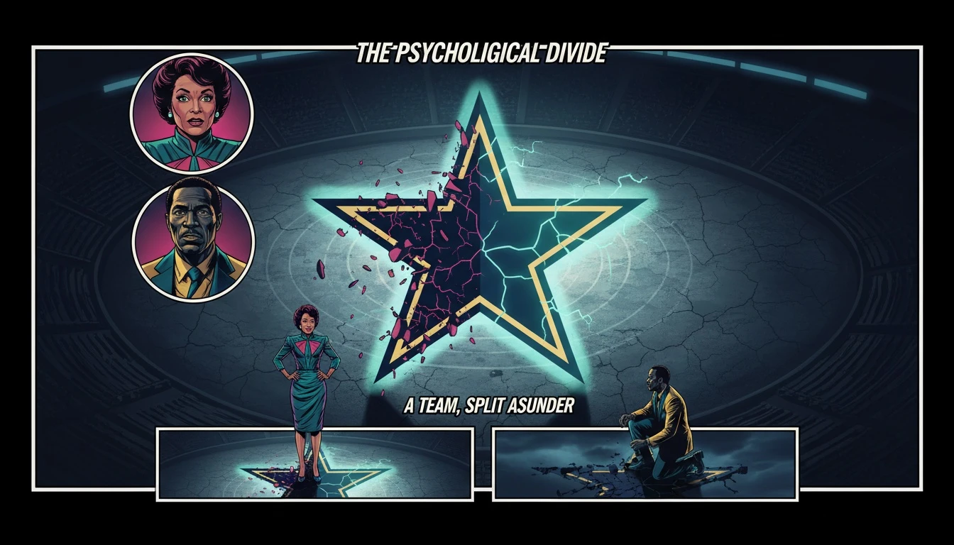 A symbolic image representing the Cowboys fan hope vs reality, showing a cracked star logo that is half glowing and half dark inside a stadium, illustrating the emotional conflict. a-symbolic-image-representing-the-cowboys-fan-hope-vs-reality-showing-a-cracked-star-logo-that-is-half-glowing-and-half-dark-inside-a-stadium-illustrating-the-emotional-conflict-bestie-ai.webp