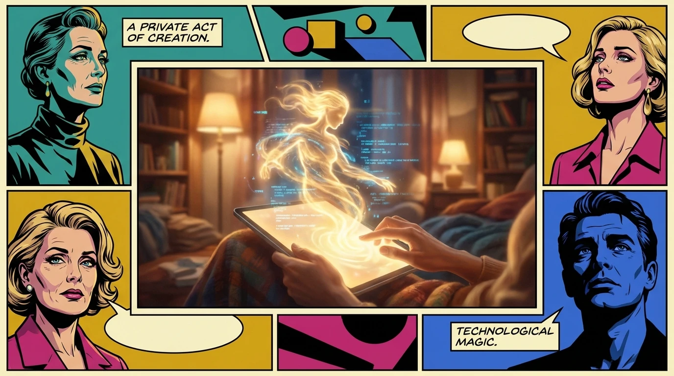 A person's hands designing an ethereal figure on a screen, illustrating the process to create a custom AI girlfriend that feels personal and real. filename: create-custom-ai-girlfriend-guide-bestie-ai.webp