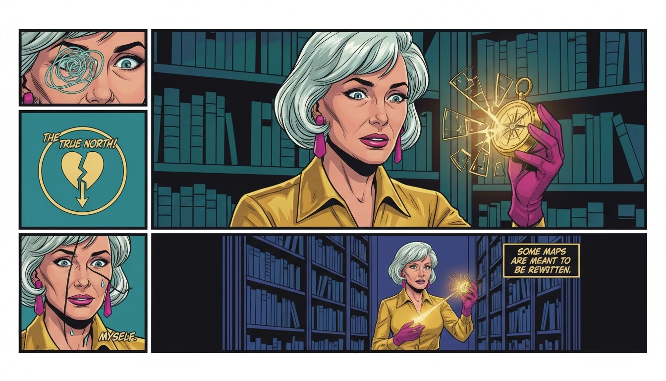 An artistic depiction of the criticism of the Myers-Briggs Type Indicator, showing a broken compass glowing from within, symbolizing a flawed but useful MBTI personality guide. Filename: criticism-of-myers-briggs-type-indicator-bestie-ai.webp