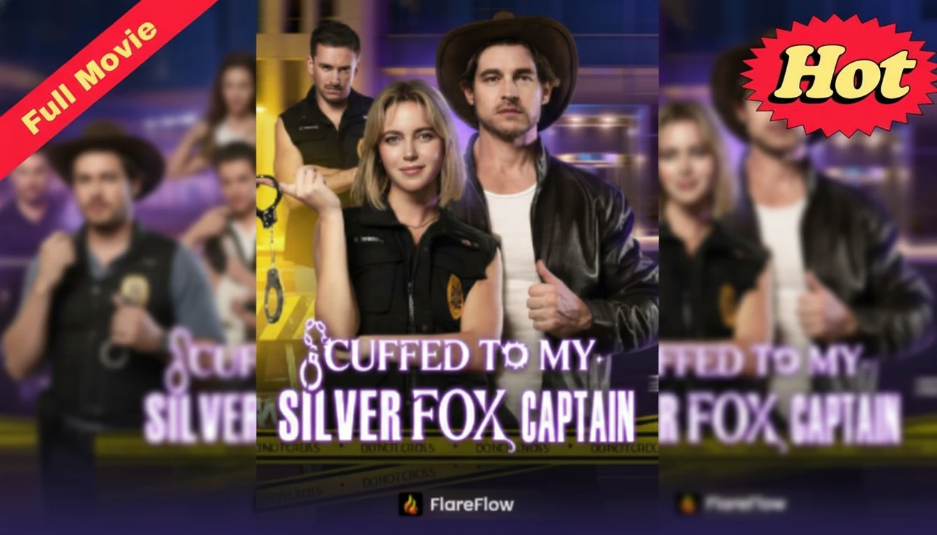A passionate moment between Macy and Captain Hunter from 'Cuffed To My Silver Fox Captain', highlighting their forbidden romance and intense chemistry.